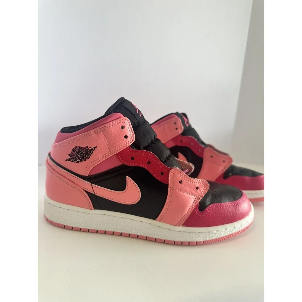 Jordan 1 Mid Pinksicle Black White Pink Sneakers 554725-662 Mens 6Y Womens 7.5